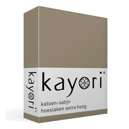 Kayori Edo katoen-satijn hoeslaken extra hoog khaki